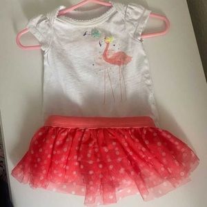 Baby tutu with flamingo shirt